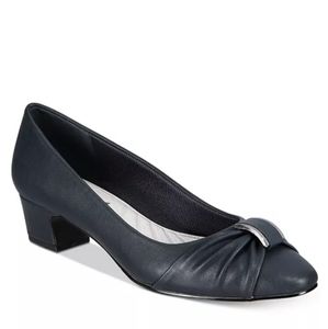 Easy Street Eloise Block Heel Pumps Navy Blue